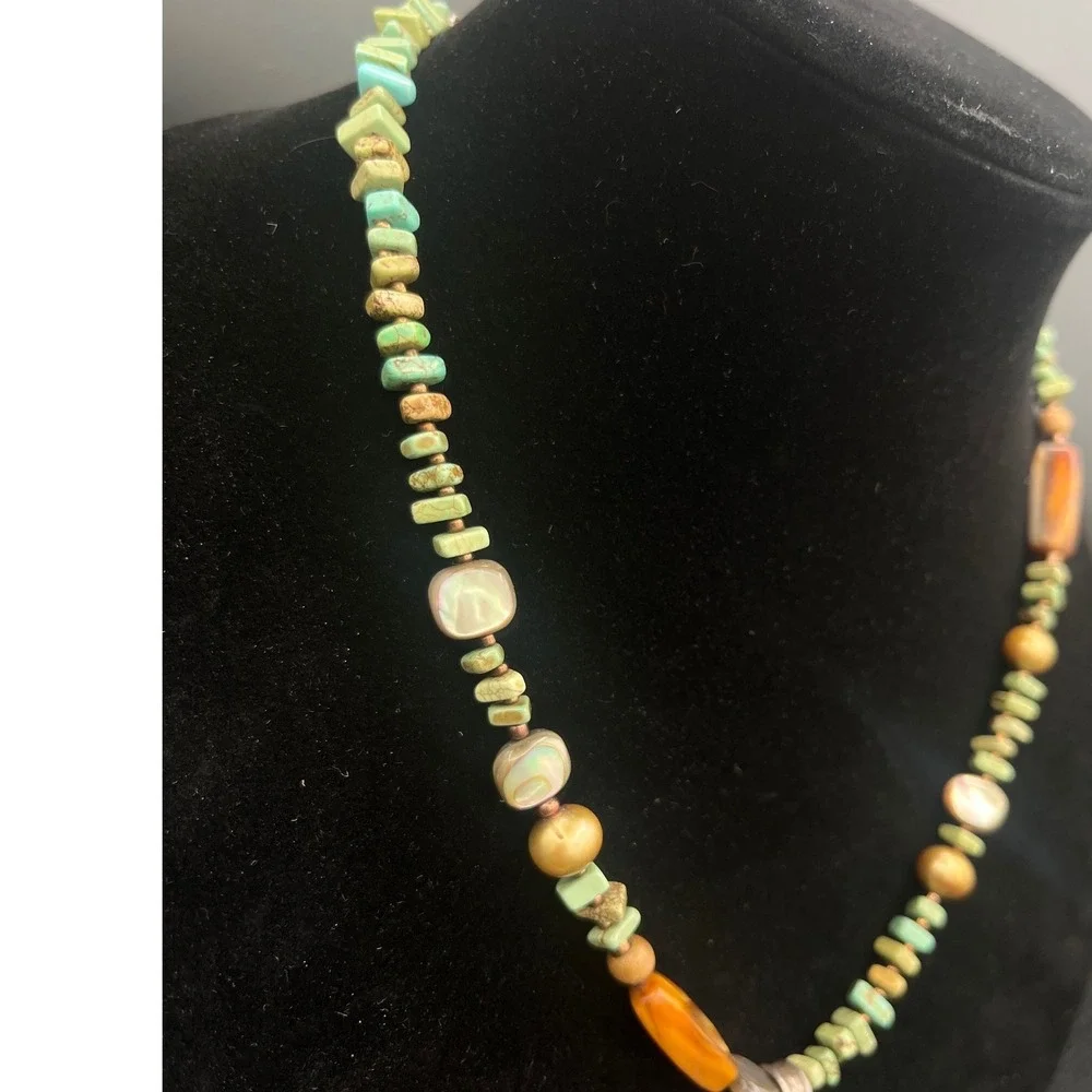 Vintage Silpada Bead Necklace Hammered Hoop‎ Pendant Retired